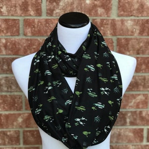 Cactus Print Scarf Cacti Scarf Black Green Scarf Infinity scarf gift for Plants Cactus lovers Saguaro flowers scarf Mother's day gift