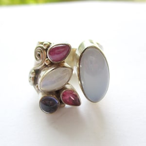 Vintage 925 Sajen Multiple Gem Statement Ring