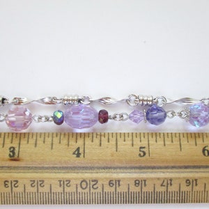 Vintage Signed Kirks Folly Bracelet Purple Crystal AB Beads Silver Tone Bild 10