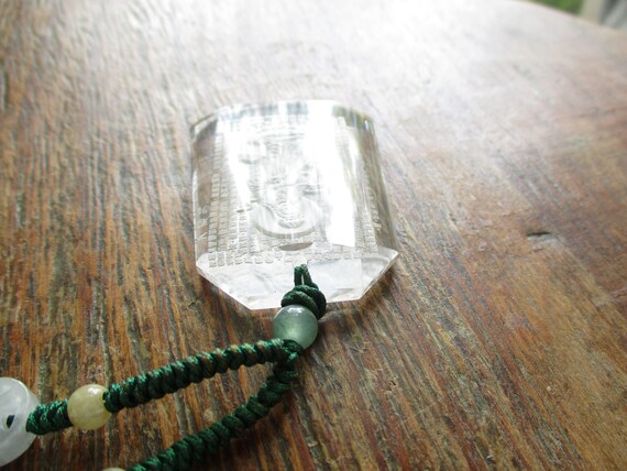 Vintage Chinese Pendant Etched Glass Great Compas… - image 5