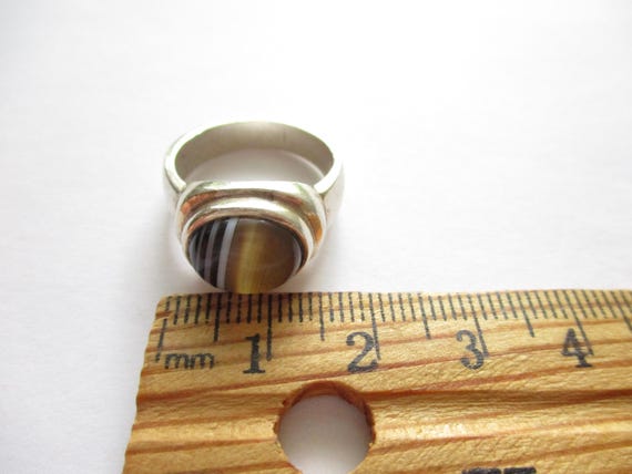 Vintage Stripped Agate Statement Ring Unisex Ston… - image 8