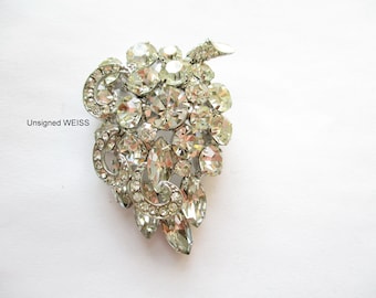 Vintage Unsigned WEISS Crystal Rhinestone Brooch