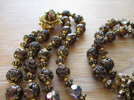 Vintage Dark AB Crystal Bead Necklace Bracelet Je… - image 3