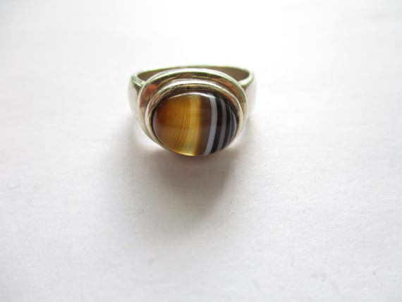 Vintage Stripped Agate Statement Ring Unisex Ston… - image 10