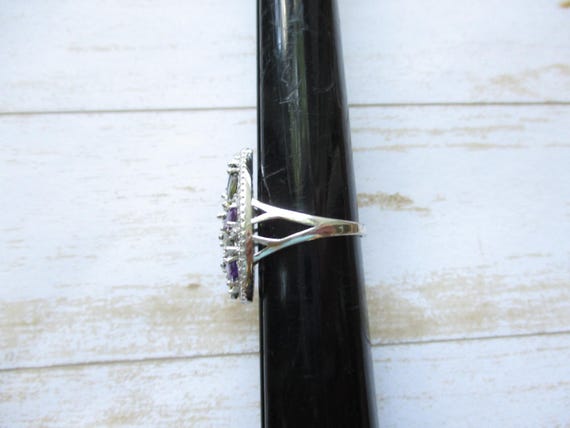 Multi-Color Cluster Gem Ring Simulated Purple Gre… - image 10