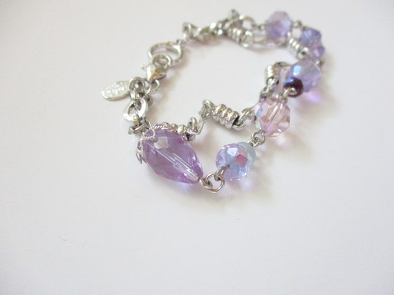 Vintage Signed Kirks Folly Bracelet Purple Crysta… - image 6