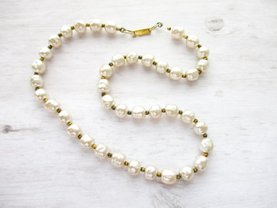 Vintage Signed HOBE' Glass Pearl Necklace - image 1