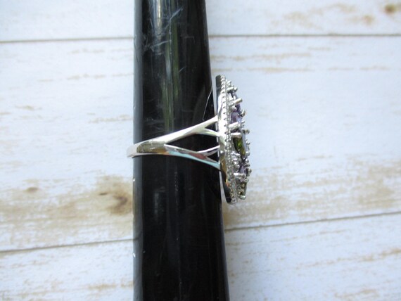 Multi-Color Cluster Gem Ring Simulated Purple Gre… - image 8