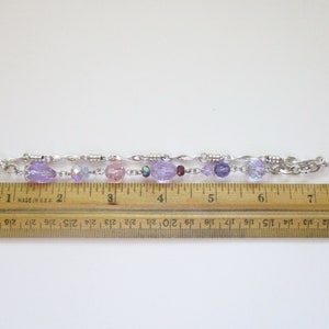 Vintage Signed Kirks Folly Bracelet Purple Crystal AB Beads Silver Tone Bild 8