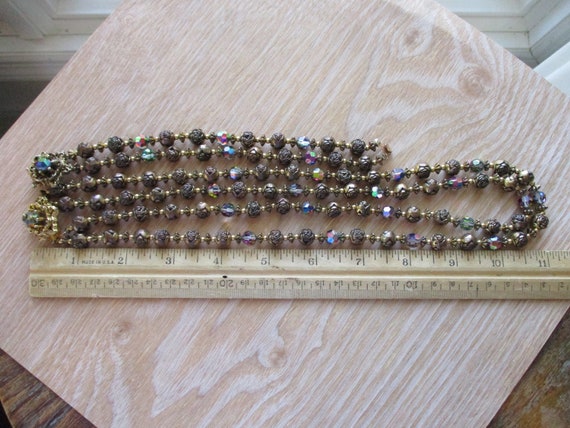 Vintage Dark AB Crystal Bead Necklace Bracelet Je… - image 5