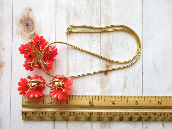 Vintage Red Lucite Flower Brooch Pendant Clip On … - image 7