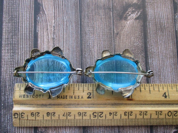 Vintage Pair 800 Silver Blue Lucite Turtle Brooch… - image 7