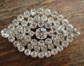 Vintage Large Crystal Rhinestone Brooch Multi Tiered Brooch