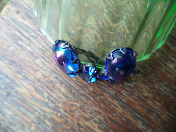 Vintage Blue Rhinestone Clip On Earrings Juliana … - image 7