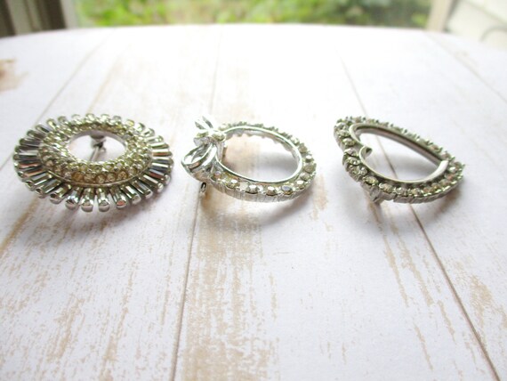 Vintage Rhinestone Brooch LOT Clear Silver Tone - image 7