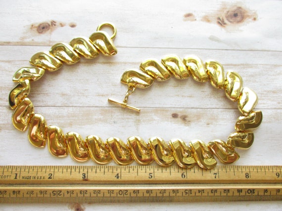 Vintage Gold Tone Choker Necklace Collar Statemen… - image 10