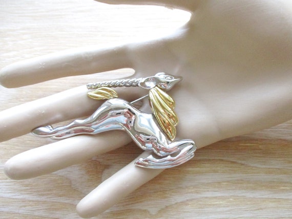 Vintage Monet Gazelle Brooch, Two-Tone Antelope Pin