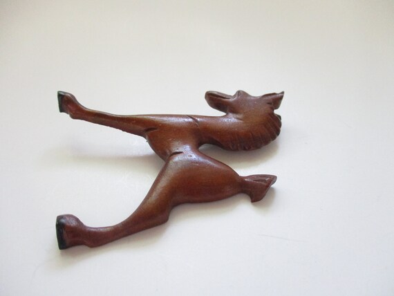 Vintage Carved Wood Horse Brooch Pony Brooch 1940… - image 6