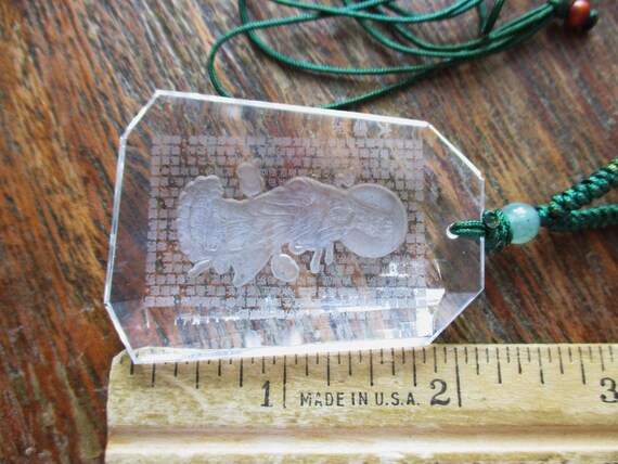 Vintage Chinese Pendant Etched Glass Great Compas… - image 9