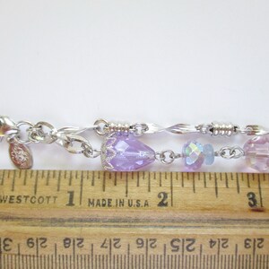 Vintage Signed Kirks Folly Bracelet Purple Crystal AB Beads Silver Tone Bild 9