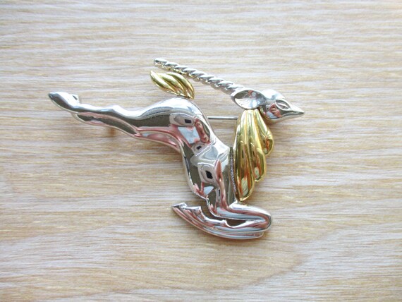 Vintage Large Signed MONET Leaping Antelope Brooch - image 3