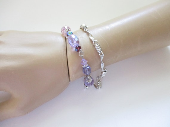 Vintage Signed Kirks Folly Bracelet Purple Crysta… - image 2