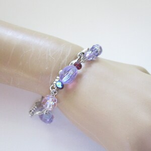 Vintage Signed Kirks Folly Bracelet Purple Crystal AB Beads Silver Tone Bild 3