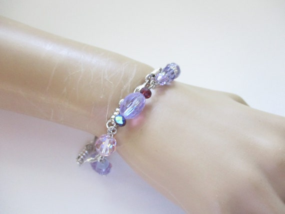 Vintage Signed Kirks Folly Bracelet Purple Crysta… - image 3