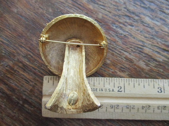 Vintage Large Gold Mushroom Brooch Signed Roger V… - image 7