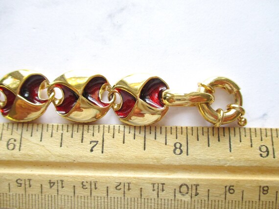 Vintage Signed JBK Enamel Gold Plate Link Bracele… - image 10