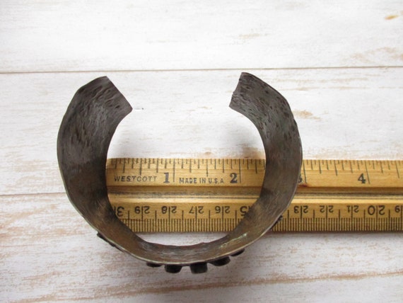 Vintage Wide Mixed Metal Cuff Bracelet Artisian C… - image 8