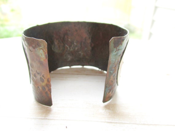 Vintage Wide Mixed Metal Cuff Bracelet Artisian C… - image 4