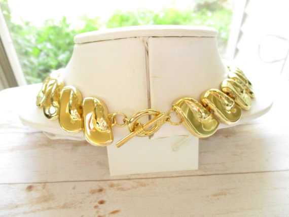 Vintage Gold Tone Choker Necklace Collar Statemen… - image 4