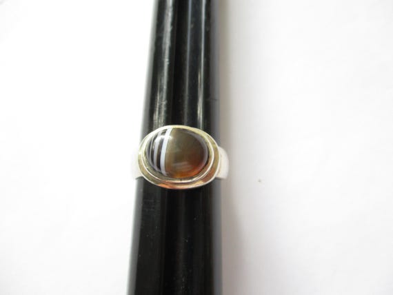 Vintage Stripped Agate Statement Ring Unisex Ston… - image 6