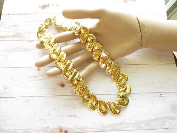 Vintage Gold Tone Choker Necklace Collar Statemen… - image 7