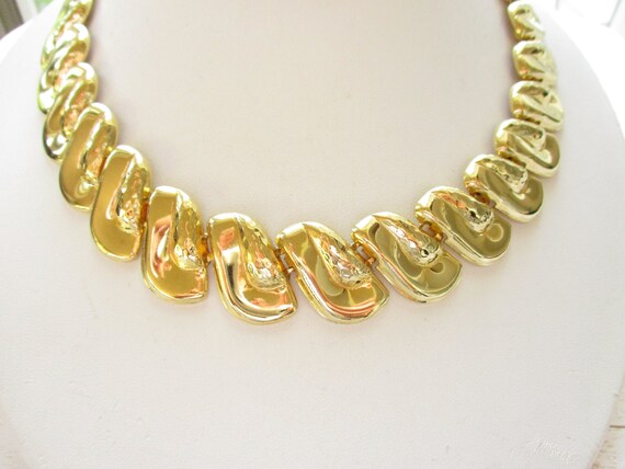 Vintage Gold Tone Choker Necklace Collar Statemen… - image 2