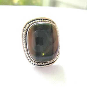 Vintage Bold Agate 925 Sterling Ring Banded Agate Unisex Statement Ring US 7.5