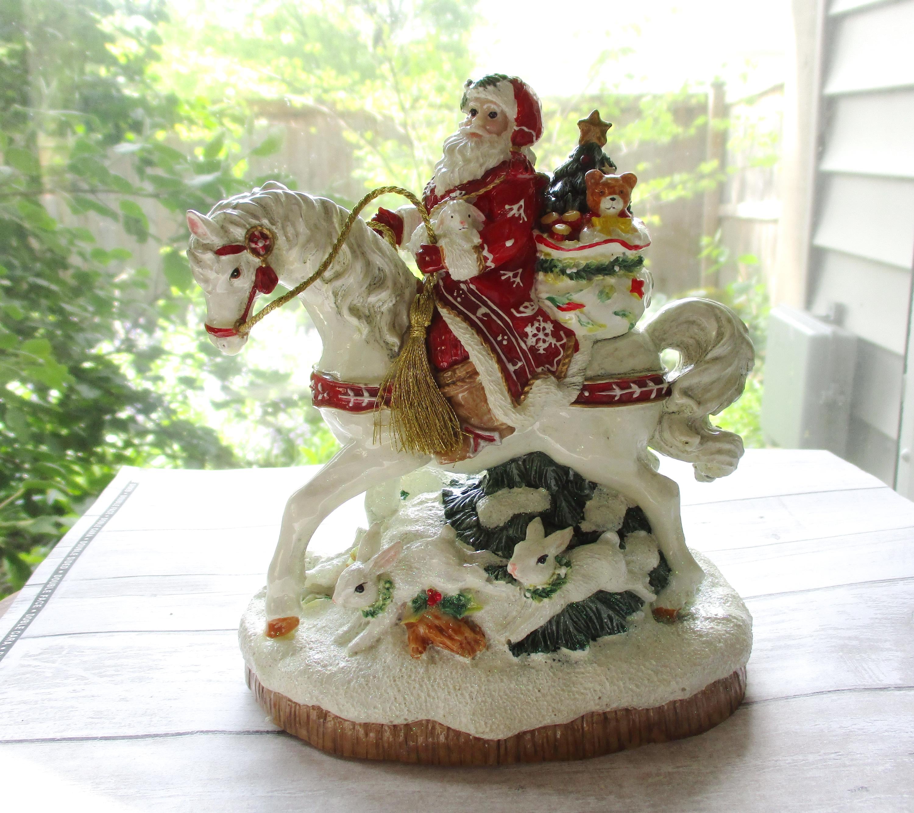 Fitz and Floyd Musical Santa Horse Figurine Christmas Winter