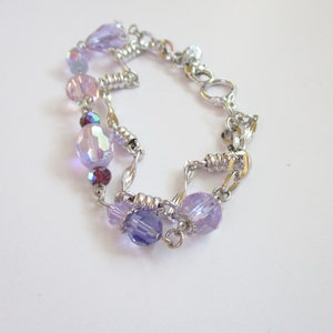 Vintage Signed Kirks Folly Bracelet Purple Crystal AB Beads Silver Tone Bild 7