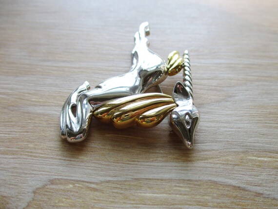 Vintage Large Signed MONET Leaping Antelope Brooch - image 6