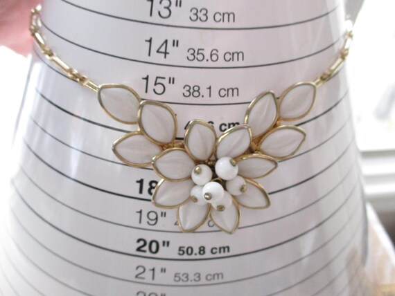 Vintage CORO White Flower Demi Parure Mid Century… - image 14