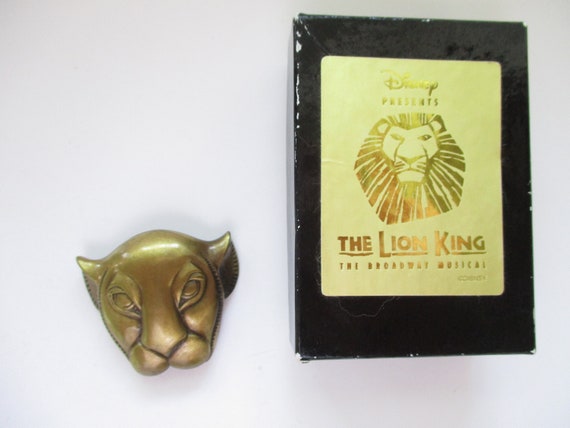 Vintage DISNEY Lion King Brooch Simba Gold Tone H… - image 3