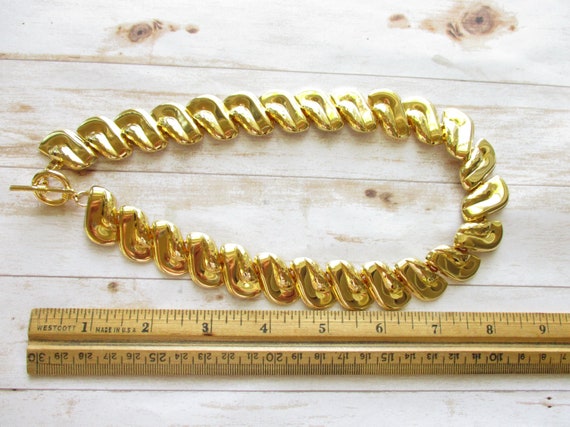 Vintage Gold Tone Choker Necklace Collar Statemen… - image 8