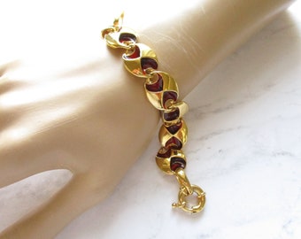 Signed JBK Enamel Gold Plate Link Bracelet Camrose Kross