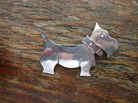 Large Vintage Sterling Terrier Dog Brooch Scotty D