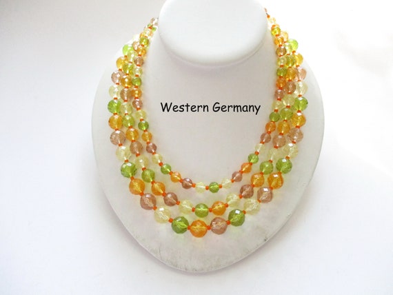 Vintage West Germany Multi Strand Bead Necklace C… - image 2