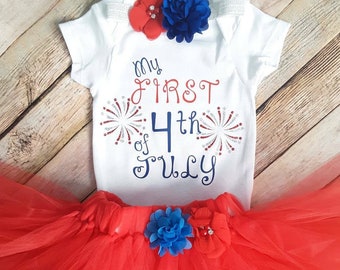 Baby Girl Fourth of July Outfit, Baby's First Fourth of July, Baby Girl Fourth of July Tutu, Baby Girl Red White and Blue Outfit, Toddler