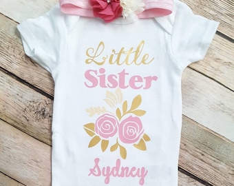 Big Sister Little Sister shirts, Sister shirts, Sister Matching shirts, Pink and Gold, Big Sis Little Sis, t-shirts, Personalized