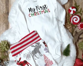 Baby Boy Christmas Outfit, My First Christmas, Christmas Pajamas, Merry Christmas, Baby Boy Outfit, Toddler Boy Outfit, Christmas Pants