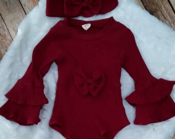 maroon newborn outfit